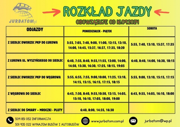 Nowy rozkład jazdy od 16.09.2024